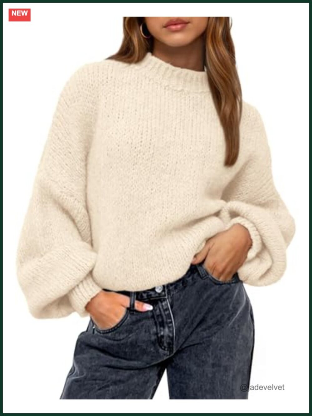 Oversized Knit Pullover Sweater Long Sleeve Crew Neck Fall Winter Women